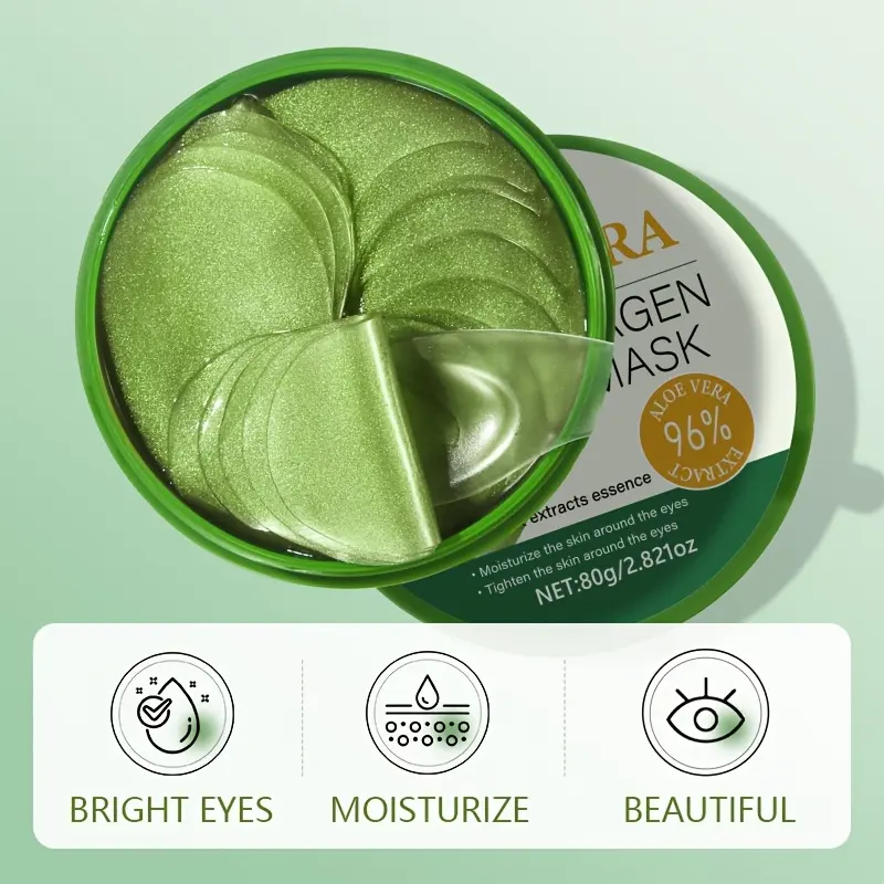 ROZINO Aloe Vera Collagen Eye Mask - Soothing Aloe Vera & Hydrating  Collagen for Reduced Puffiness & Brightened Under-Eye Area - TikTok Shop