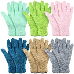 6 Pairs Microfiber Dusting Gloves,Dusting Cleaning Gloves Set for Plants House Blinds Car Dust Mitt (Fresh Color,Medium),Christmas Party Gifts,Hand Tools Kits