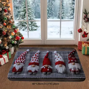 Christmas Elf Pattern Non-Slip Bath Mat, Flannel Memory Foam Rug, Kitchen Bathroom Laundry Room Entrance, Home Decor Gift