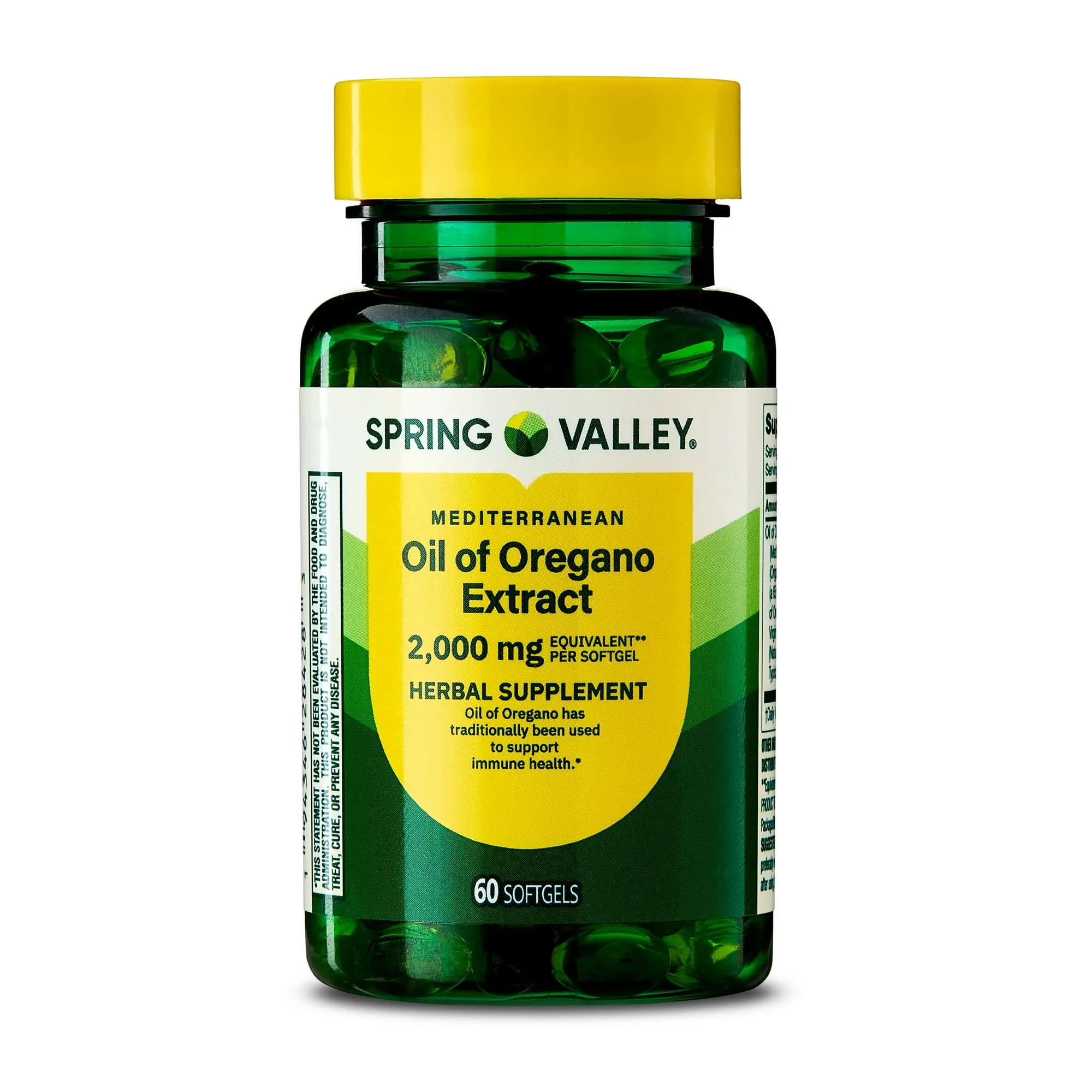 Spring Valley Mediterranean Oil of Oregano Extract Softgels 60 Count - 2,000 mg Oregano Extract for Immune Support & Wellness - Healthcare, Natural