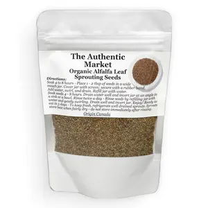 The Authentic Market Organic Alfalfa Leaf Sprouting Seeds Home Growth Kit - Superfood used in dishes, soups, salads, smoothies, high in protein, vitamins, minerals, enzymes, protein, fiber