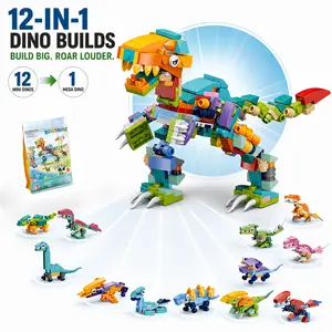 12-in-1 Dinosaur & Insect Building Blocks Set, Unisex 6+ STEM Kit, Screen-Free Play Toys with Model Functions, Travel Toy, Birthday Party Favor