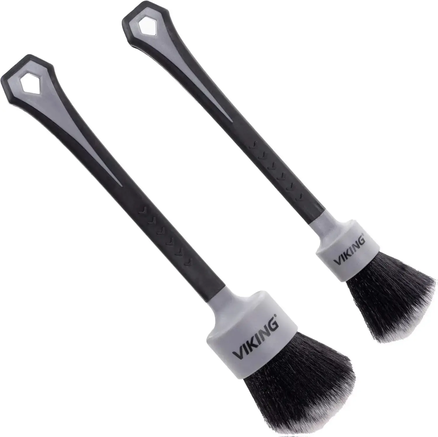 Car Detailing Brush Set for Car Cleaning Kit, Super-Soft Bristles for Interior Detail, Black/Grey, Includes Medium 1 Inch Diameter and Large 1.5 Inch Diameter Brush Heads, 2 Pack