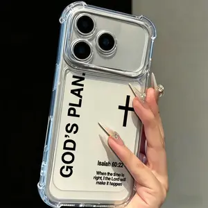 Lightweight God's Plan Religious Cross Pattern TPU Laser Craft Anti-Drop Smartphone Case - Casing Cover with Protection for iPhone 17 16 15 14 13 12 11 & Samsung Galaxy S25 S24 S23 S22 Multi-Model Mobile Phone Handheld Accessories