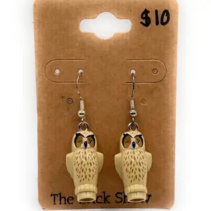 Tan Owl Earrings made from LEGO Parts