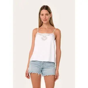 Button Back Embroidered Lace Cami