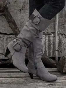 Women's Fashionable Metal Decorated Boots, Elegant Zipper Design Boots for Daily Wear, Female All-match Trendy Shoes for Daily Wear, Girl, Cowgirl Boots