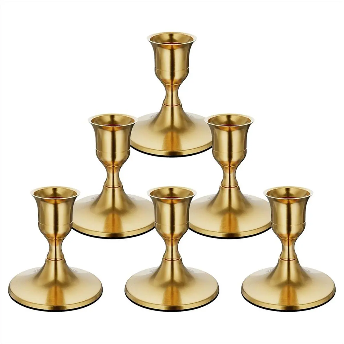 6PCS Brass Gold Iron Taper Candle Holders - Vintage Antique Farmhouse Decor for Dinner Table Centerpiece, Wedding Mantel (Home & Festive Party Supplies)