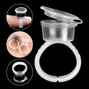 50PCS Tattoo Pigment Ink Ring Cups Eyelash Extend Glue Holder Container With Lid Cover Cap Permanent Makeup Microblading Tool