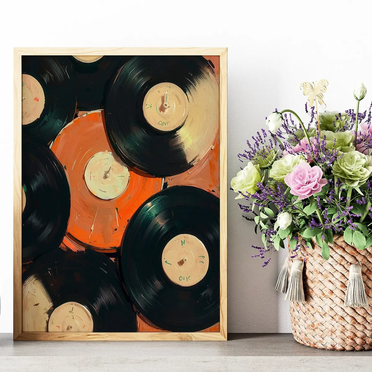Vintage Record Eclectic, Trendy Art Prints, Retro Wall Art, Eccentric Art, Music Poster, Vinyl Wall Art, Vinyl Records Print, Unframed