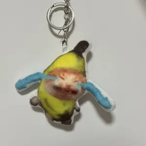 crying banana cat keychain cute cat keychain cartoon keychain