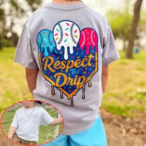 Respect the Drip Boy’s Youth and Adult T-Shirt, baseball ice cream shirt, country boy clothes, baseball shirt for youth, game day outfit, Baseball Lover, toddler clothes, Youth clothing, Family tee, birthday gift, summer outfit