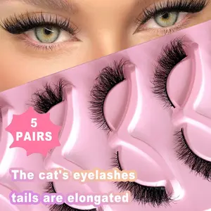 5 Pairs Voluminous Cat Eye False Lashes, Lightweight Soft Dense Long-Lasting, Perfect for Daily Wear, Dates, Weddings, Festive Parties