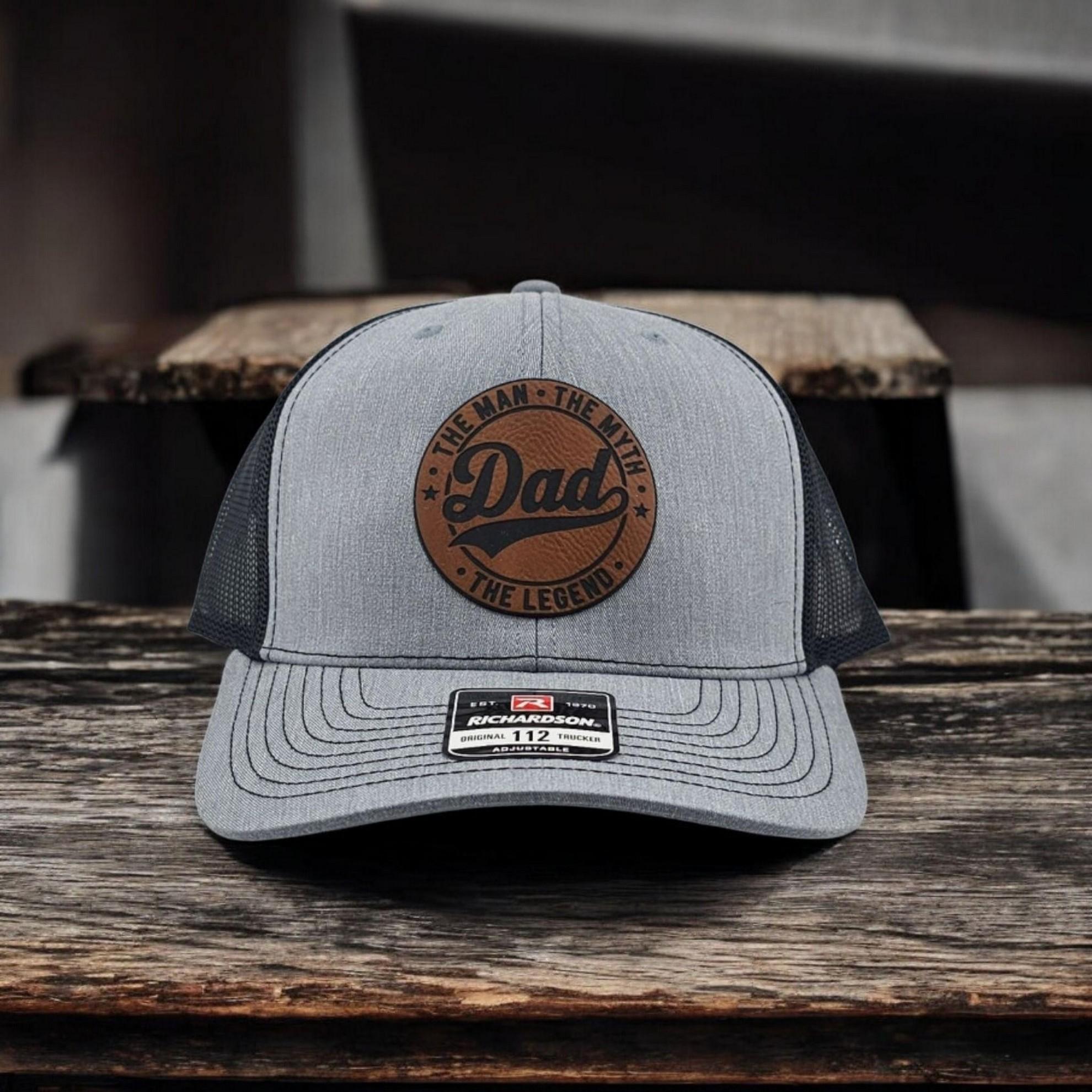 [HOT SALE]  Dad The Man The Myth The Legend Richardson 112 Snapback Trucker Hat - I Hate Pulling Out Leather Patch Trucker Hat - Richardson 112 Mesh Back Cap - Fishing & Boating Gifts for Men