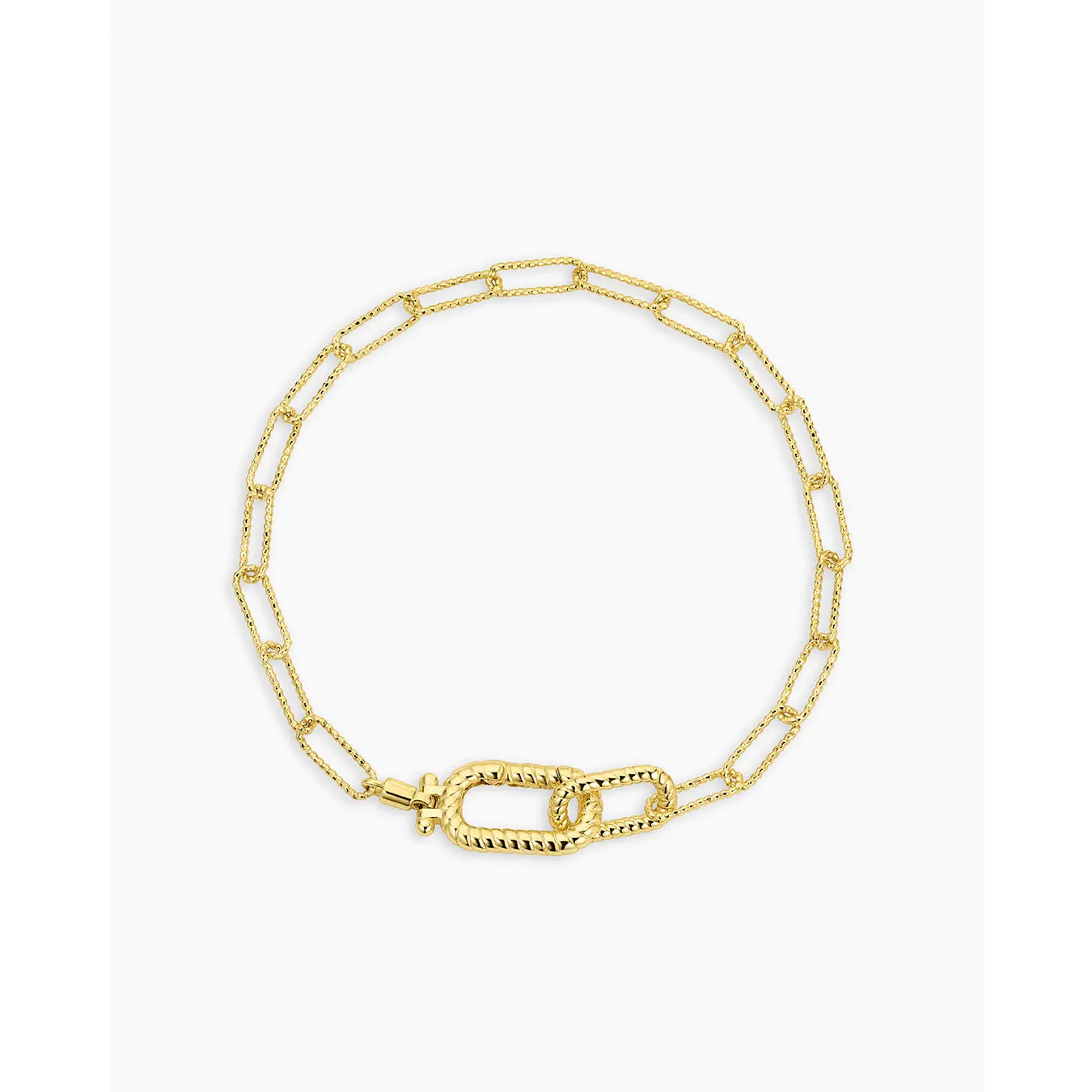gorjana – Crew Link Bracelet – 18K Gold-Plated Interlocking Chain Bracelet – Textured, Elegant & Stack-Ready