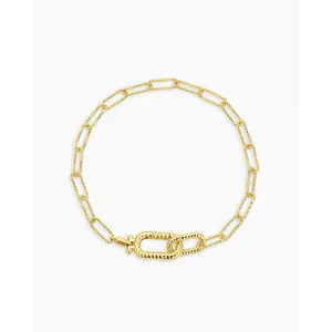 gorjana – Crew Link Bracelet – 18K Gold-Plated Interlocking Chain Bracelet – Textured, Elegant & Stack-Ready