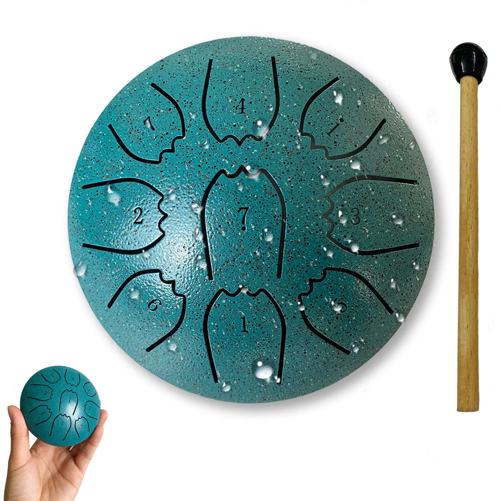 4 Inch 9 Notes Mini Rain Drum, Steel Tongue Drum Portable Hollow Drum, Playable Musical Instrument, Perfect for Outdoor Garden Decoration, Ideal Gift for Beginners & Music Lovers.