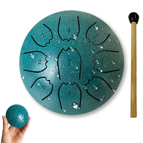 4 Inch 9 Notes Mini Rain Drum, Steel Tongue Drum Portable Hollow Drum, Playable Musical Instrument, Perfect for Outdoor Garden Decoration, Ideal Gift for Beginners & Music Lovers.