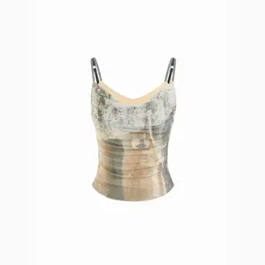 Cider Mesh Heart Graphic Ruched Cami Top