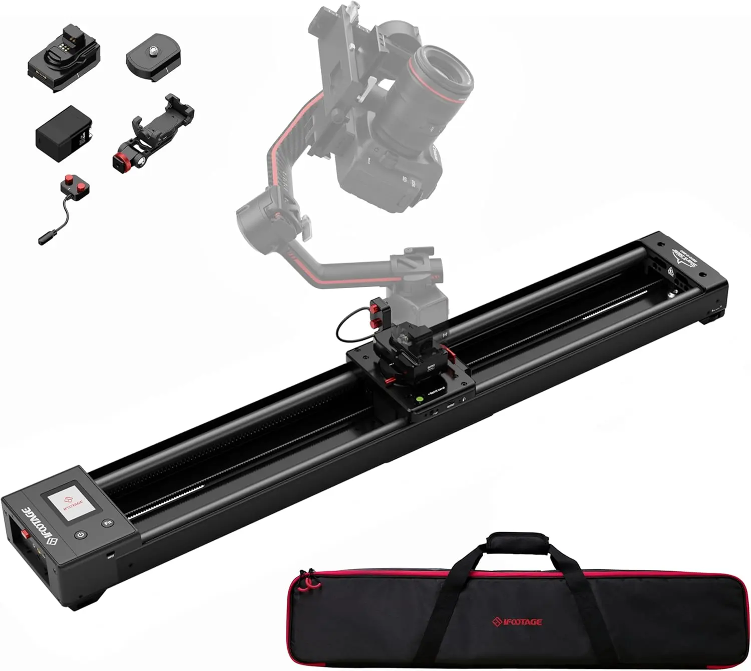 IFOOTAGE Shark Nano II 860 Motorized Camera Slider 34"/86cm, 360-Degree Rotary Axis, Compatible with DJI RS5, RS4 Pro, RS4, RS3 Pro, RS2 Pro, RS2, Gimbals 5-Axis Coordinated Shooting, Payload 11lb