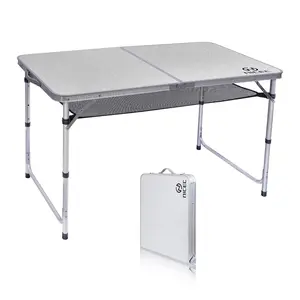 Nice C Picnic Tables, Folding Table, Outdoor Table, Camping Table, Card Table, Small Table, Adjustable Height, Lightweight Aluminum, with Carry Handle (Large)