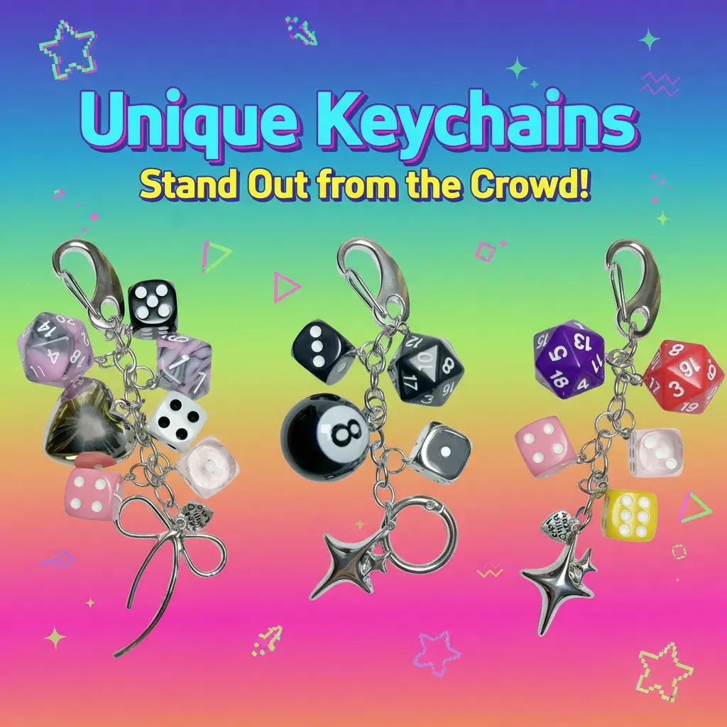 Cute Plush Dice & 8-Ball Keychain - Girls' Cute Keychain Accessory, Car Key Ring, Playful Charms, Everyday Use Bag Charm, Girls' Gift Rearview Mirror Decoration, Clip Closure, Birthday, Casual, Holiday, Kawaii Accessories, Cute Keychains