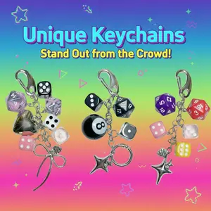Cute Dice and Ball Keychain Multi Purpose Charm for Bags Keys Car Rearview Mirrors and Phones Ideal Holiday Decoration and Gift for Girls design