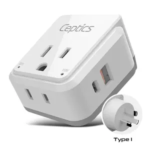 Australia, China, New Zealand Travel Adapter | Type I - USB & USB-C Ports + 2 US Outlets (PAK-AU)
