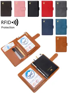 Creative Airplane Pattern Travel Passport Holder with Zipper bag RFID Blocking Passport Protective Bag Solid Color Business Trip Essential Passport Wallet Lightweight Portable Travel Wallet Multi-Functional Card Holder, Travel Accessories
