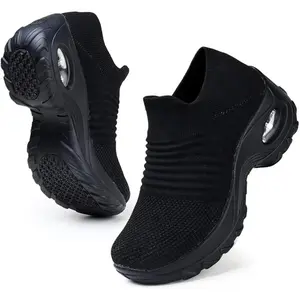 BENG Women's Arch Support Walking Shoes - Breathable Knit Upper, Non-Slip, Lightweight Work Shoes for Plantar Fasciitis Footwear Girl Platform Mesh Nail Ballroom