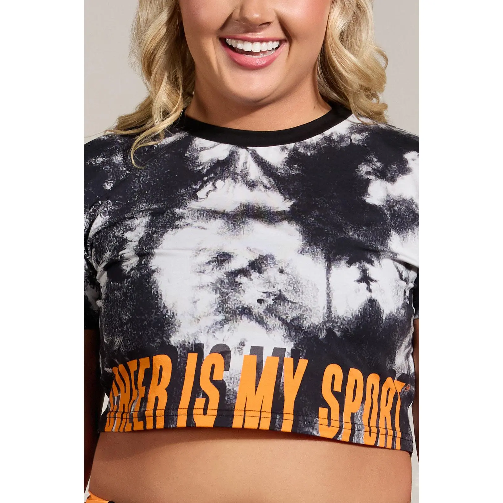 Tie-Dye Cheer is My Sport Crop Tee in Tangerine- FINAL SALE