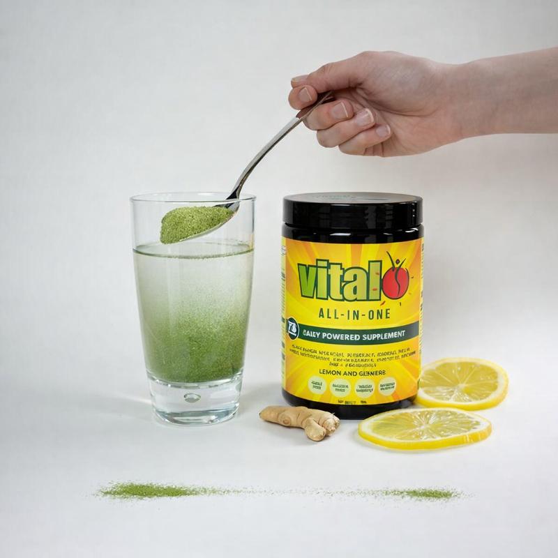 All-in-One Greens Superfood Powder – Daily Green Drink Mix with Probiotics & Antioxidants for Energy & Overall Health, Lemon & Ginger (4.23 oz)