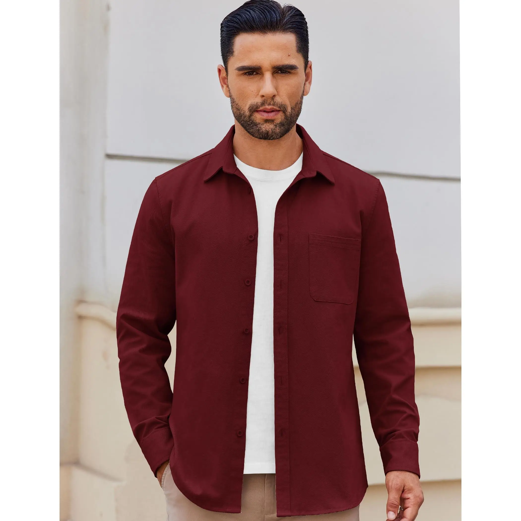 COOFANDY Menswear Lightweight Cotton Fabric Button-Down Shirt Jacket - Classic Casual Shacket Overshirt for Day, Evening Wear