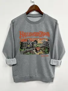 Women's Halloween Cartoon Pumpkin Print Drop Shoulder Sweatshirt, Casual Long Sleeve Round Neck Pullover for Daily Wear, Ladies Spring & Fall Clothes