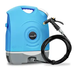 Ivation Compact Rechargeable Power Washer 60W Pump 130.5 PSI Max Pressure 4.5 Gallon Tank Cordless Electric Pressure Cleaner with 20-Foot Flexible Hose & Bonus Accessories
