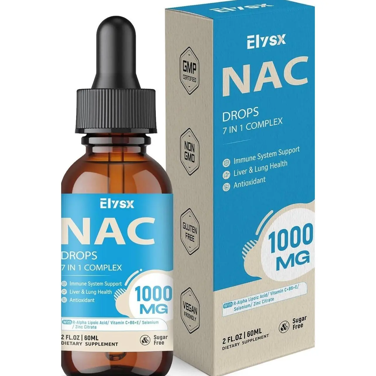 Liquid NAC Drops 1000MG, NAC Supplement N-Acetyl Cysteine with Alpha Lipoic Acid for Adults & Kids, Immune System & Antioxidant Support, Liver & Lung Health, Natural Lemon Flavor, Sugar Free, 2FL OZ