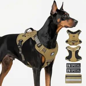 Dog Chest Harness No Pull Medium Large Breed Outdoor Tactical Vest with Leash Heavy Duty Pet Harness for Walking Training