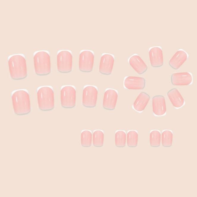 24 Pieces European and American Wearable Nail Tips Short French Fake Nails Extension Detachable Nails Wholesale