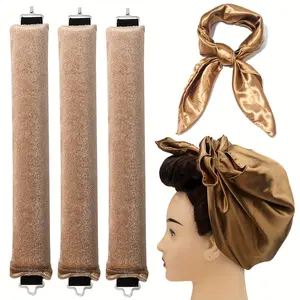 Extra Large No-Heat Curling Rod Rollers - Overnight Hair Styling Set - Rubber Material for Strong Hold Damage-Free Unscented Normal & Relaxed Hair Compatible Heatless Curling Rod Heatless Hair Curler