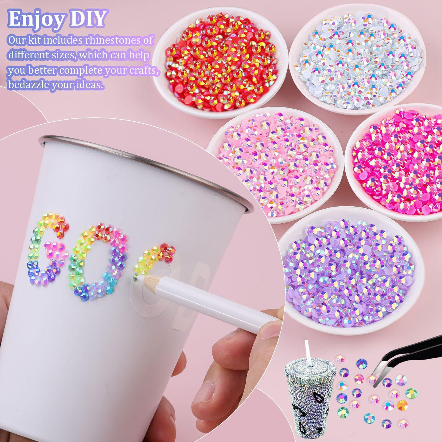 28Colors 3mm Jelly Flatback Rhinestones,DIY bedazzling kit, Bedazzling Kit with Nail Art, Shoes & DIY Diamond Art.Gem DIY Bedazzling Kit with Mixed Resin Rhinestones & Tweezers,Pick up Pen and Gifted Tools for DIY Makeup Supplies