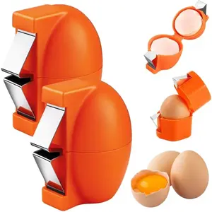 2PCS Stainless Steel Egg Shell Opener, Multifunctional Egg Cracker Tool for Raw & Hard-Boiled Eggs Handheld Kitchen Gadget for Easy Peeling & Separating