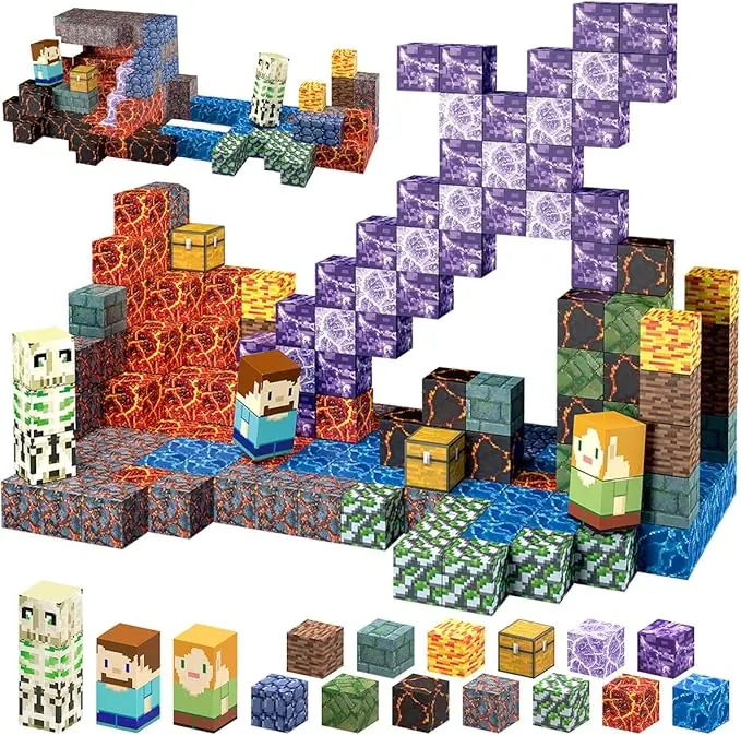 213 PCS High-Quality Magnetic Building Set with 2x2x2 cm Bricks & Parts, Waterproof, Easy to Clean, Boosts Kids' Creativity, Compatible with Most Magnetic Blocks, House Decoration, Christmas Birthday Gifts-Springtok