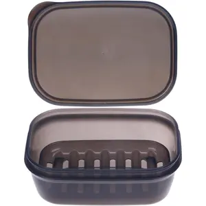 Travel Soap Container 1 Pack, Soap Bar Holder with Lid, Portable Soap Case, Leakproof Soap Box, Plastic Soap Dishes for Shower, Camping, Gym Traveling(Transparent Black)