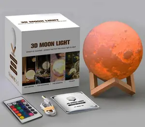 16-Color Lamp with Stand and Remote, Moon Lamp, LED Night Light with Dock, Creative Moon Light Uniq