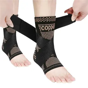 Copper Ankle Brace Copper Infused Support for Men & Women (Pair), Best Ankle Compression Sleeve Socks for Plantar Fasciitis, Sprained Ankle, Achilles Tendon, Pain Relief, Recovery