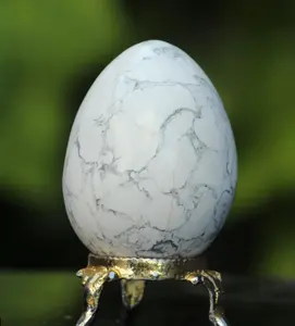 Howlite Yoni Egg for Women's Womb Healing & Pelvic Floor Strengthening Natural Gemstone for Anxiety Stress & Insomnia Relief Promotes Peace Patience Emotional Stability