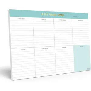 Weekly  Pad.  Foil Weekly Planner Notepad with Daily Agenda Squares. 7x10" Day Scheduler 2025 - Student Organizer, Work Scheduler, and Checklist Note Pad.