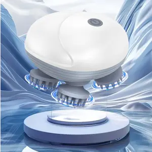 Handheld Cat Massager, Electric Scalp Massager, 4 Massage Heads, Scalp and Back Scratcher Relieving Tight Stiffness Muscles, Promote Bonding Friend White