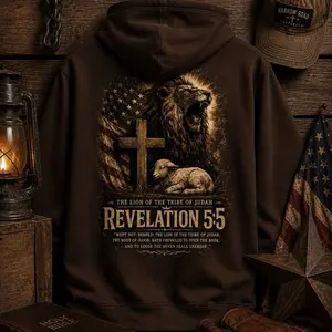 Revelation 5:5 Lion of Judah Christian Hoodie, Men’s Christian sweatshirt,