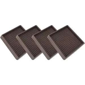3X3 Square Rubber Furniture Caster Cups,  Caster Cups with Anti-Sliding Floor Grip 4 count, Ideal Furniture Coasters, Floor Protectors Brown, Non Skid Furniture Pads, Rubber Furniture Cups